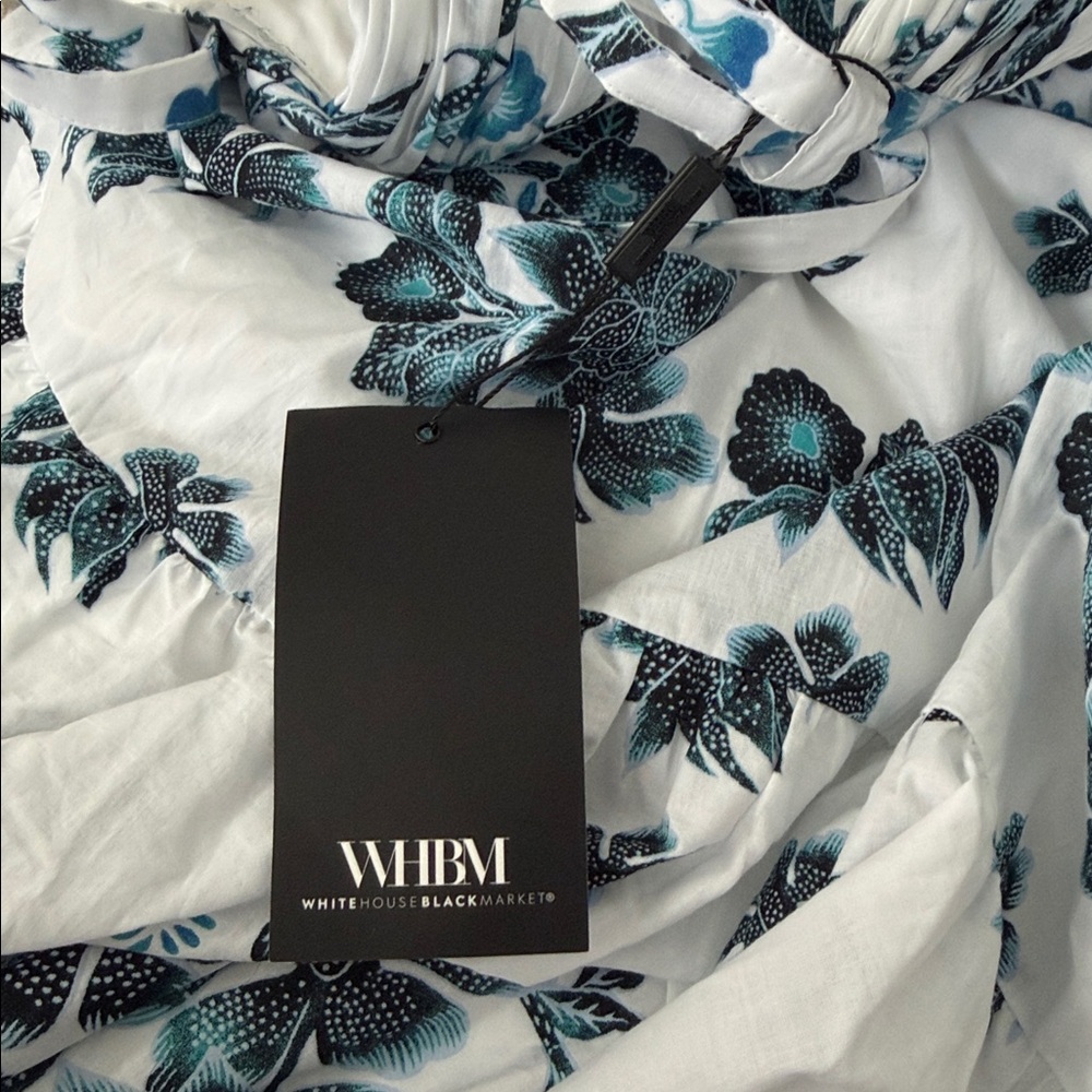 NWT White House black market rain floral halter maxi spcl blue dress size 8 - Picture 4 of 5